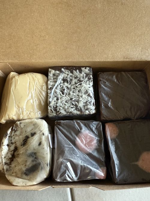 Raspberry chocolate, cookies & cream. Maple walnut and German chocolate   at Fudge Hut in Leavenworth