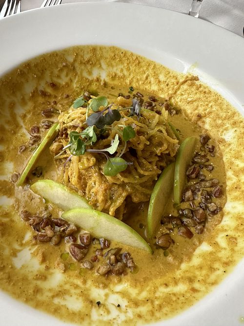 Roasted spaghetti squash dish  at The Mural Room @ Grand Teton Lodge Company in Moran