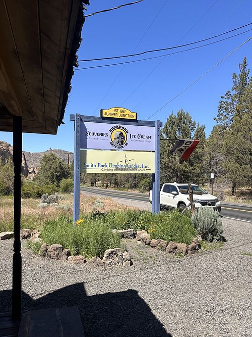 Sign out front   at Juniper Junction in Terrebonne