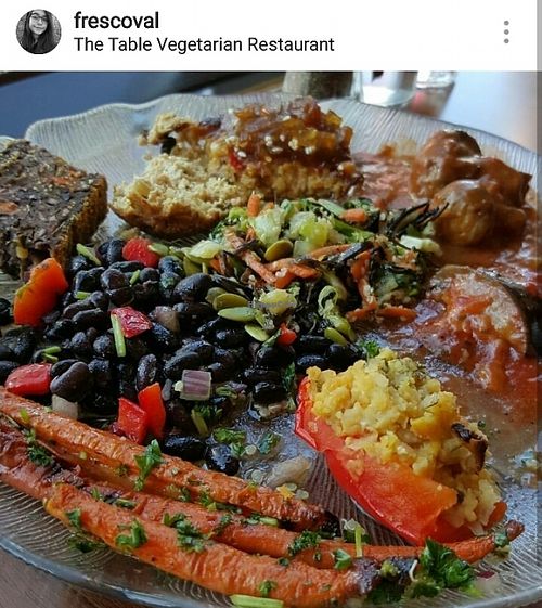 their famous patty, black beans, stuffed bell pepper, my favorite seaweed salad and more! at The Table in Ottawa