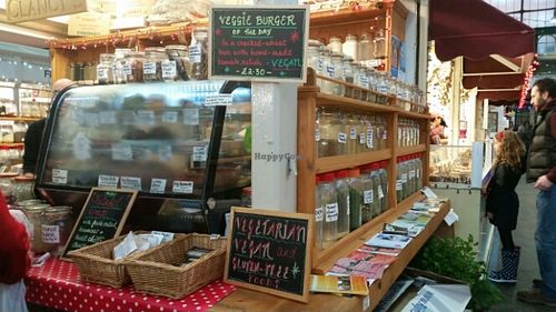 stall at Clancy's Vegetarian Emporium in Cardiff