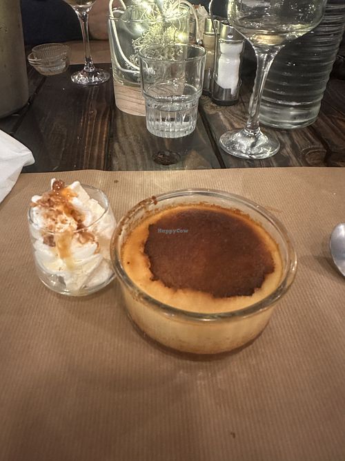 Le flan coco 🍮 with cream on the side   at L'Aloko Restaurant - Café Concert in Millau