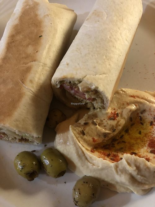 Flatbread with falafel and hummus  at Le Mille e Una Notte in Trieste