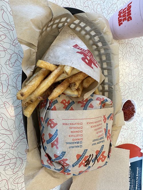 Burger and fries  at Burgerville in Kelso