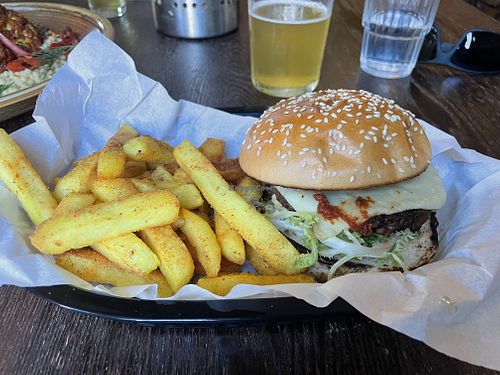 Vegan burger with rocket and fennel slaw  at The Fitzroy Pinnacle in Fitzroy North