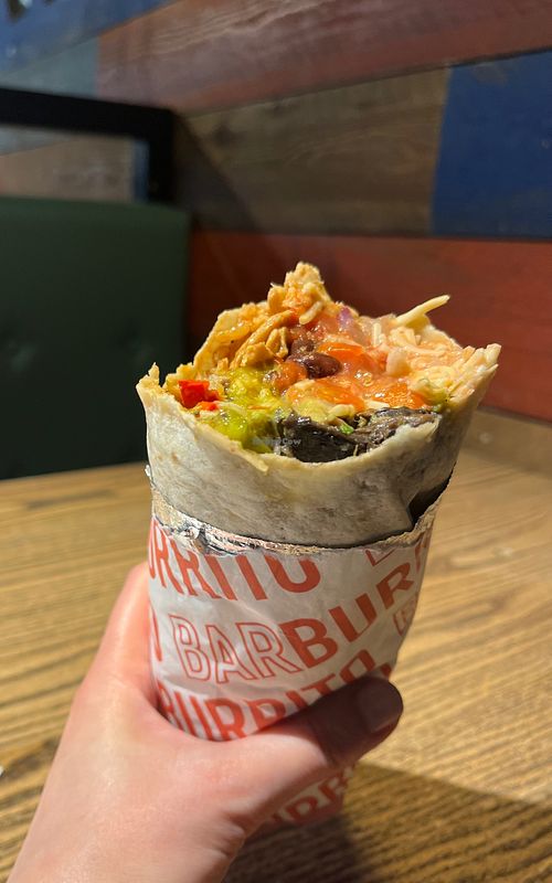 Vegetarian burrito. at MAN - Barburrito - T2 in Manchester