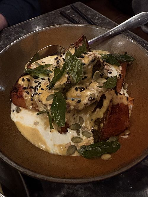 Charcoal roasted miso pumpkin   at Karla in Perth