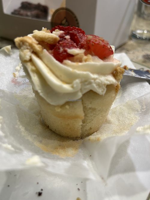 Strawberries and cream cupcake   at Sweet Haven Bakery in Citrus Heights