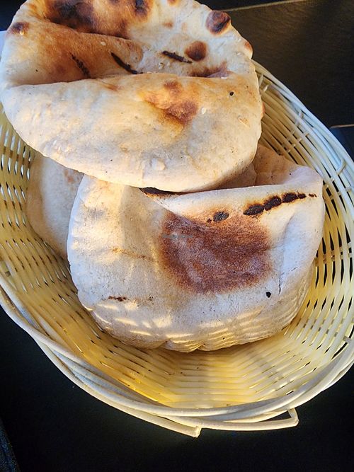 Pitas made on site, delicious! at Zeytin in Irving