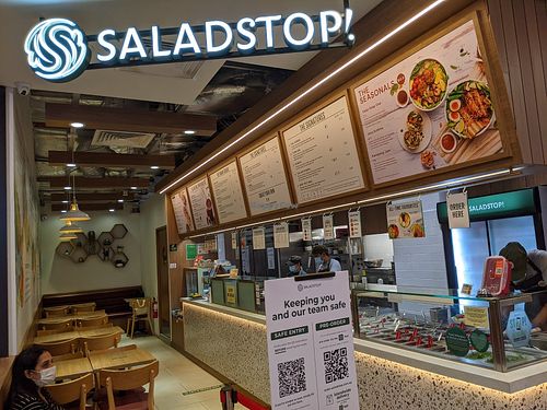 Stall front at SaladStop - Great World City in Central Singapore