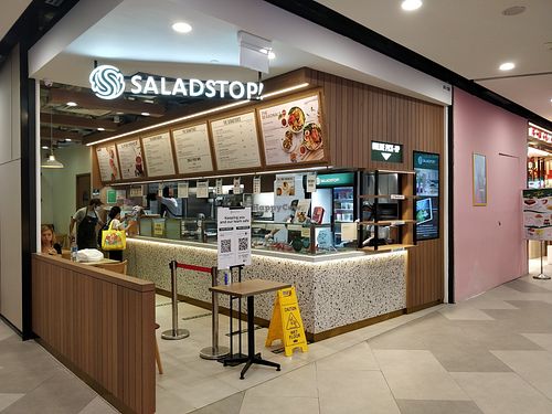 Shop front at SaladStop - Great World City in Central Singapore