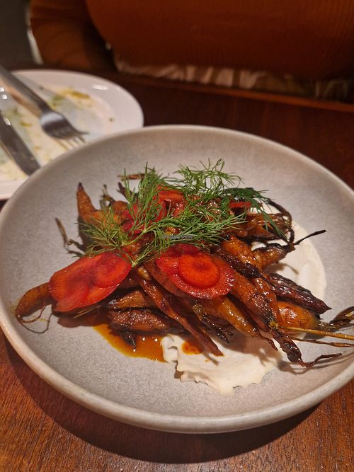 Smoke carrots with bean puree at Holy Carrot in West London