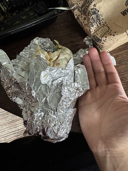 Size comparison   at Bubbakoo's Burritos  in Springboro