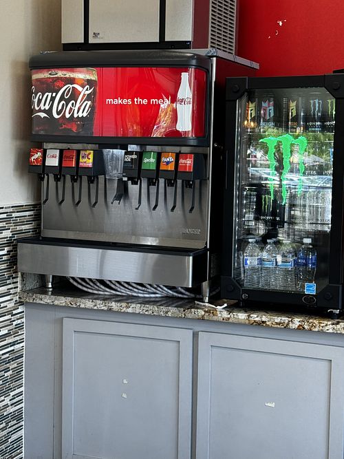 Nice selection of fountain drinks, and energy drinks  at Pizza Bros in Visalia