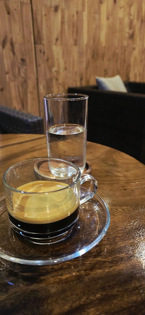 Double espresso shot at Green Mango Cafè & Bakery in Battambang