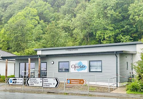 Outside of shop, directly opposite the ferry terminal. No parking on site.  at Isle of Mull Chocolates in Isle Of Mull
