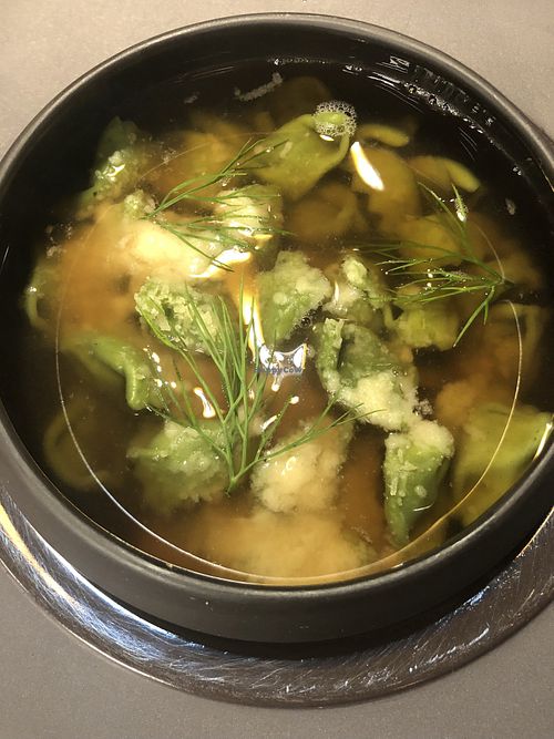 Green tea agnolotti  at Soul Kitchen - Creatività Vegetale in Turin