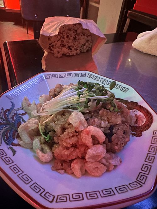 Rice with vegan shrimps   at NEOShinjuku Atsushi in Tokyo