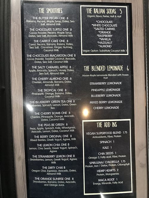 Part of the menu at New Day Eatery in Port Angeles