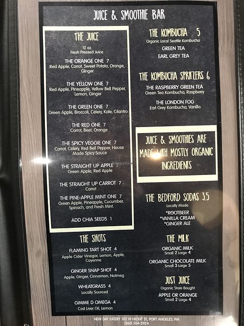 Drinks at New Day Eatery in Port Angeles