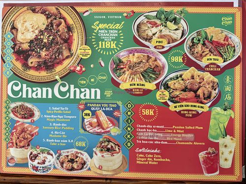 Menu  at ChanChan Noodle in Ho Chi Minh City