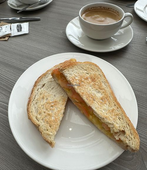 Vegan Cheese & tomato toastie & Americano   at Cafe Zest in Alexandria