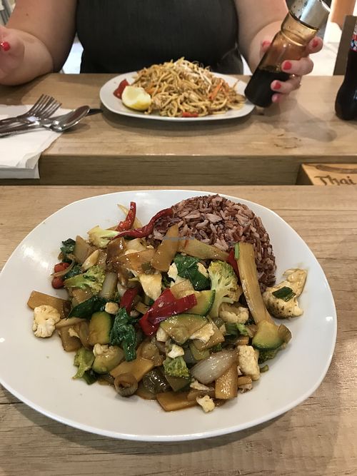 Vegetable stir fry with brown rice at Thai Chili Wok Bar in Budapest