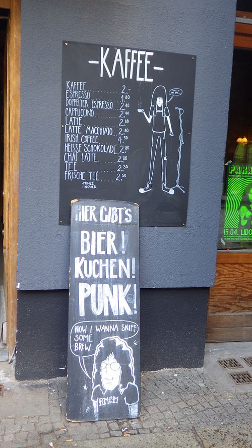 Coffee menu at 19:77 - VEGAN:DINER+BAR, Home of RAMONES MUSEUM in Berlin