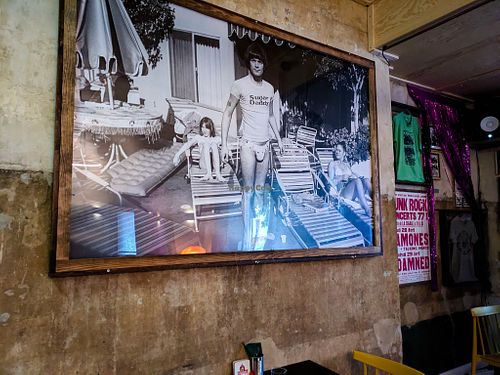Punk rock memorabilia on display at 19:77 at 19:77 - VEGAN:DINER+BAR, Home of RAMONES MUSEUM in Berlin