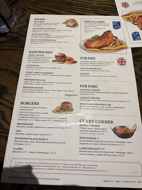 menu  at The Royal Oak   in Ottawa