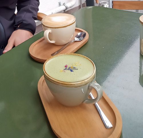 Cappuccino and Matcha latte ❤ at Espressionist Cafe in Lenk