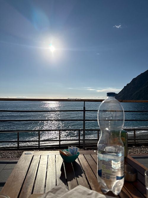 The view ( forgot to take a pic of the focaccia oops)   at Bar Lo Spuntino in Monterosso Al Mare