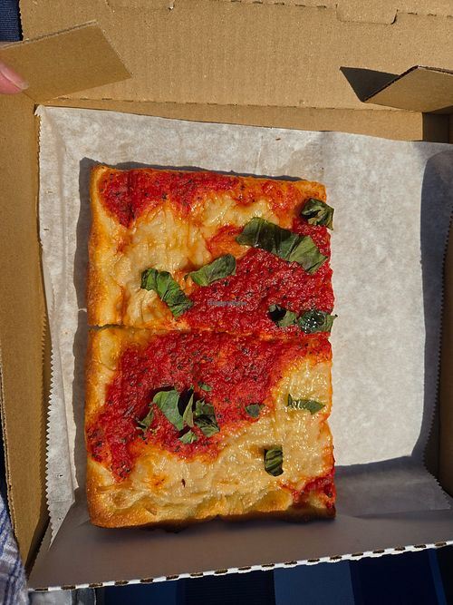 two vegan slices at Prince Street Pizza - Pacific Beach in San Diego