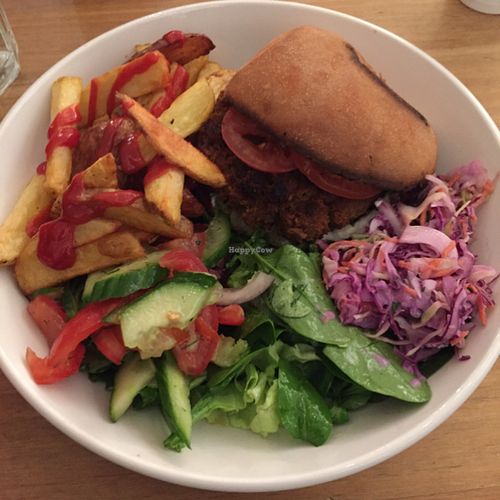 Beautiful burger & chips at Black Cat in East London