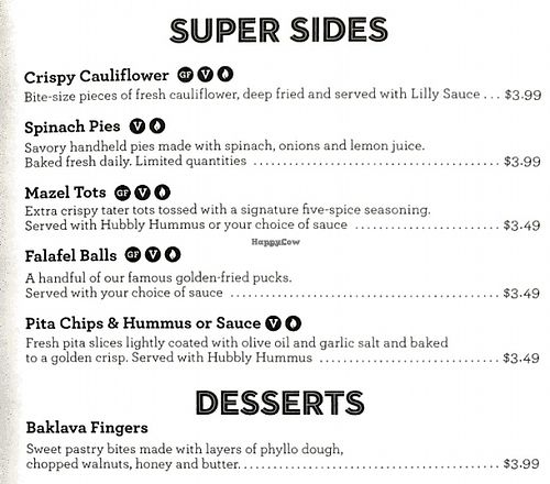 menu at Hubbly Bubbly Falafel Shop in Orlando