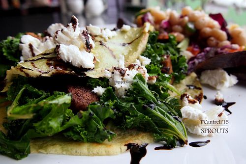 Mushroom Crepes! Herb infused crepes with savory filling of Grilled Mushrooms, Spinach, Red Onion & Kale with a Sprinkle of Goat and Feta Cheeses with Balsamic Reduction!  at Sprouts Cafe in Gastonia