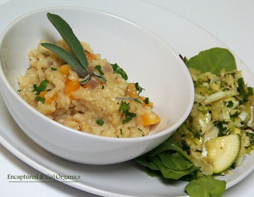 Beautiful Butternut Squash Risotto! A nice Sprouts Autumn flare on this traditional Italian dish made with Organic Short Grain Brown Rice, Cream, Fresh Picked Sage and Parsley from our Garden, Vegetable Broth, and Gorgeous Organic Butternut Squash!  at Sprouts Cafe in Gastonia