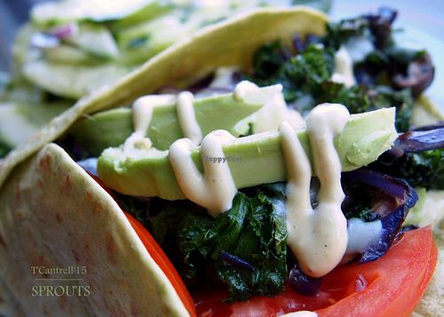 Grilled Mushroom & Veggie wrap with creamy avocado and aioli!  at Sprouts Cafe in Gastonia