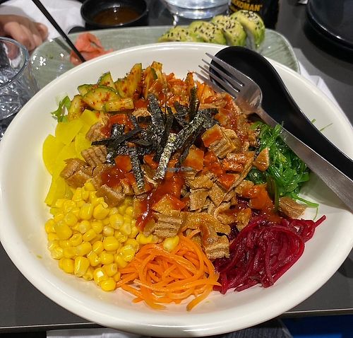 Vegan bibimbap  at Bar Amapola in San Sebastian