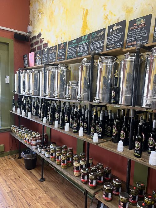Some of the olive oils to sample in the shop next door  at The Naked Olive in Berkeley Springs