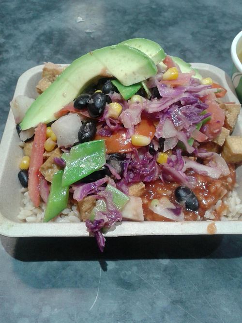 bbq tofu bowl -delish! at Green Tomato Grill in Orange