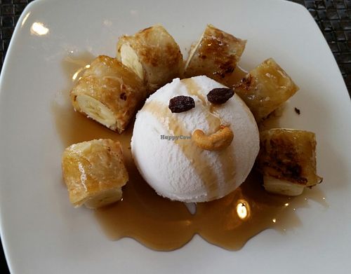 Thai pan cake with coconut ice cream at Veggie House in Los Angeles