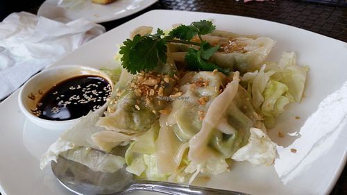 Steamed dumplings at Veggie House in Los Angeles