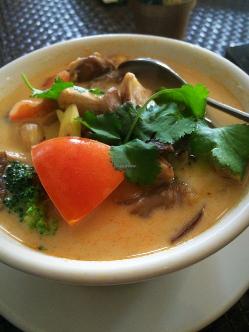 Delicious Tom Kha Soup at Veggie House in Los Angeles