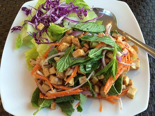 soy chicken larb at Veggie House in Los Angeles
