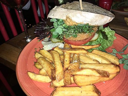 The vegan "burger" 

130 DKK at Cafe Ulla Terkelsen in Aalborg