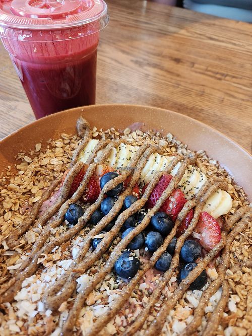 Acai bowl and Healthy Habit juice! at The Juice Pub & Eatery in Flagstaff