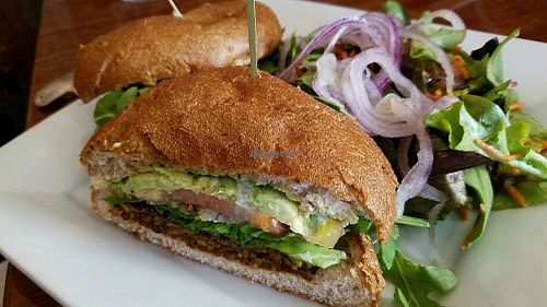 California pesto tempeh burger at Sage Bistro - Cloud Kitchen in Culver City