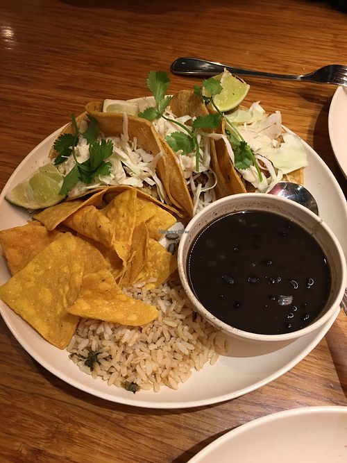 Fish tacos at Veggie Grill by Next Level - Downtown in Seattle