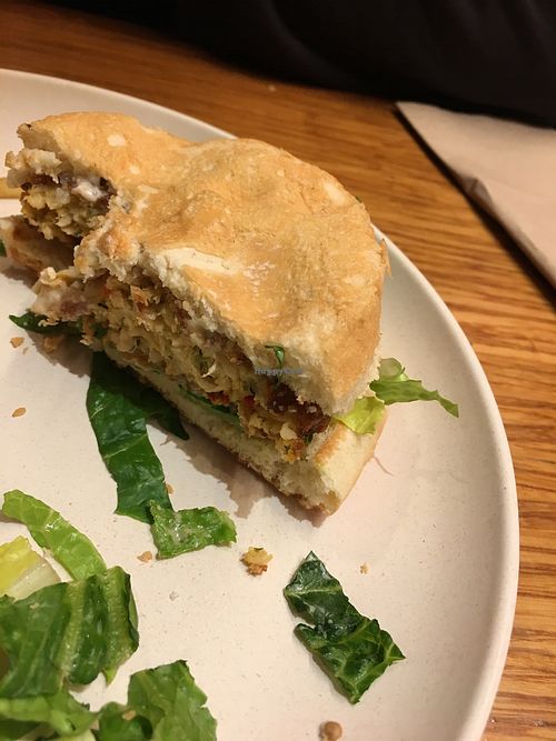 Crab burger  at Veggie Grill by Next Level - Downtown in Seattle